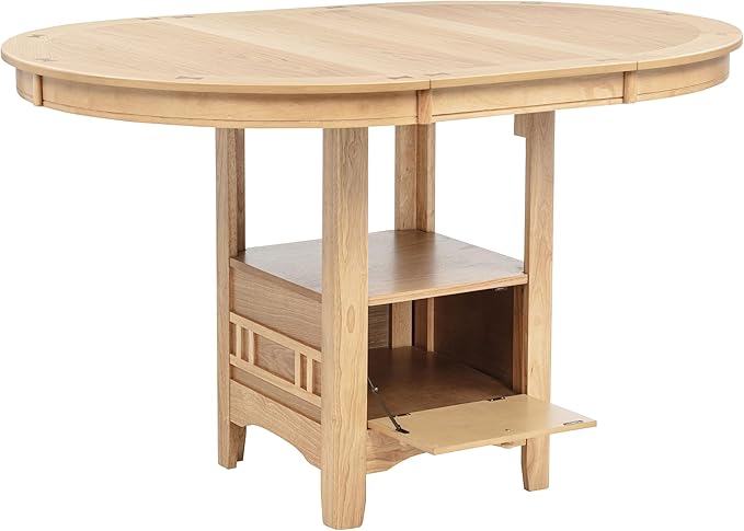 Coaster Home Furnishings - LAVON - 5-Piece Counter Height Dining Set - Oval Extendable Table with Storage & 4 Upholstered Chairs - Dining Room & Kitchen - Light Oak - 106628-S5