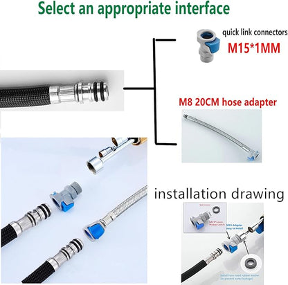 Pull Down Kitchen Faucet Hose Replacement M15*1MM X G1/2,(360 Rotatable) With Quick Connect, 59-Inch for Pluggable Nylon Hose,Compatiblity for WOWOW,OWOFAN,FORIOUS,APPASO,WEWE facuet parts