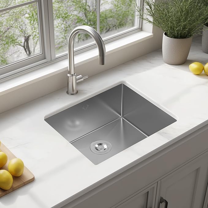 21 Inch Undermount Kitchen Sink 16 Gauge Stainless Steel Single Bowl Small Kitchen Sinks with Accessories RV Bar Prep Sink 21"x18"x9"