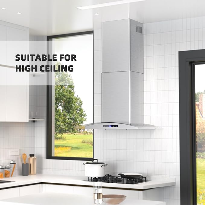 Range Hood Extension Chimney FGS-TG26S-ZST, Stainless Steel Wall Mount Chimney Extension for FIREGAS Glass Wall Mount Range Hood FGS-USG26G75CC