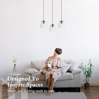 Modern Bubble Glass Pendant Light, 6"x6"x7.5" Rain-Drop Glass Hanging Fixture with Chrome Finish Base, Adjustable 15"-72" Cord, E26 Socket for Dining Room, Vanity Area, or Bar – Frosted Chrome