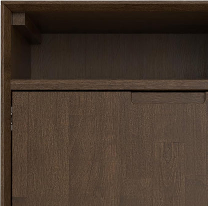 SIMPLIHOME Banting SOLID HARDWOOD 36 inch Wide Modern Industrial Entryway Storage Cabinet in Walnut Brown for the Living Room, Entryway and Family Room