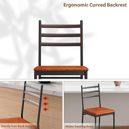 GarveeHome Bar Stools Set of 2, Counter Height Bar Chairs with Back and Thick Cushion, Upholstered Dining Chairs with Padded Seat, Barstools for Kitchen Island, Bar, Dining Room, Retro Brown