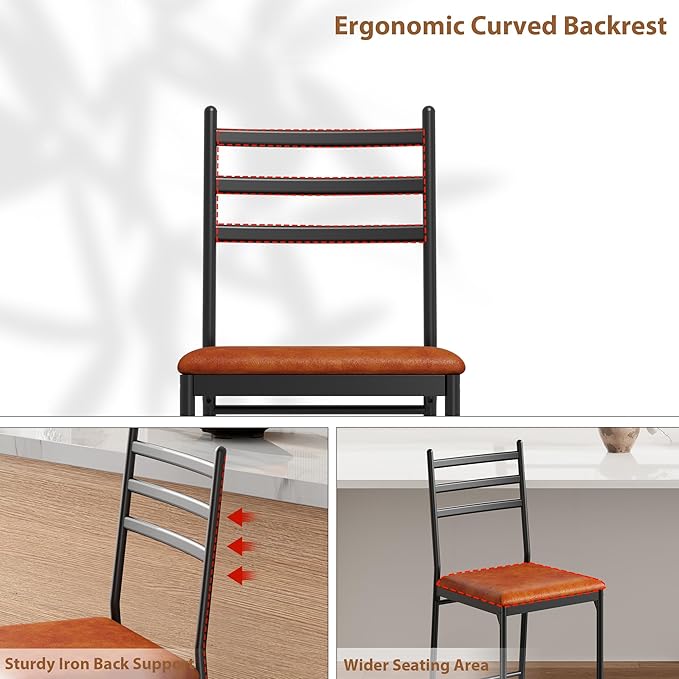 Garvee Bar Stools Set of 2, Counter Height Bar Chairs with Back and Thick Cushion, Upholstered Dining Chairs with Padded Seat, Barstools for Kitchen Island, Bar, Dining Room, Retro Brown