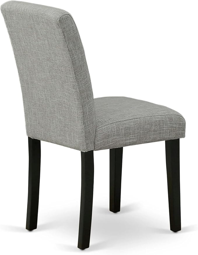 East West Furniture ABP1T06 Abbott Parson Dining Room Chairs - Shitake Linen Fabric Upholstered Chairs, Set of 2, Black