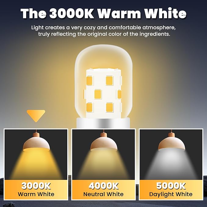 AMI PARTS LED Microwave Light Bulbs Under Hood, Warm 3000K,E17 LED Bulb for Range Hood, 8206232A Over Stove Appliance 2 Packs