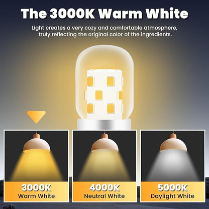 AMI PARTS LED Microwave Light Bulbs Under Hood, Warm 3000K,E17 LED Bulb for Range Hood, 8206232A Over Stove Appliance 2 Packs