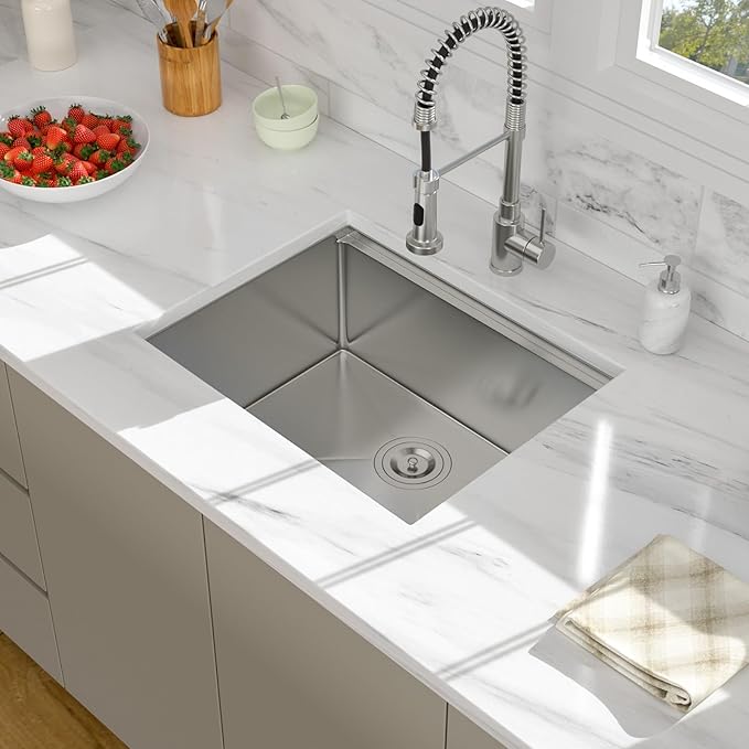 23 Undermount Kitchen Sink - Beslend 23x19 Inch Under Counter Sinks Stainless Steel Ledge Workstation Sink 16 Gauge Single Bowl 10 Inch Deep Kitchen Basin