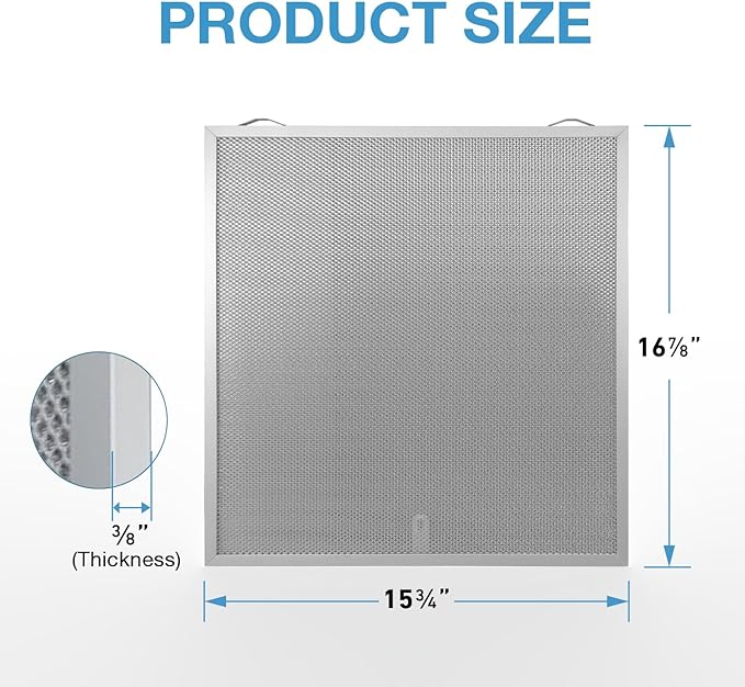 2 Pack S99010430-003 Grease Range Hood Filters 15-3/4" X 16-7/8" X 3/8" Compatible with Broan Range Hood Filter, Aluminum Filter, Replaces 99010430-003 AP6261942