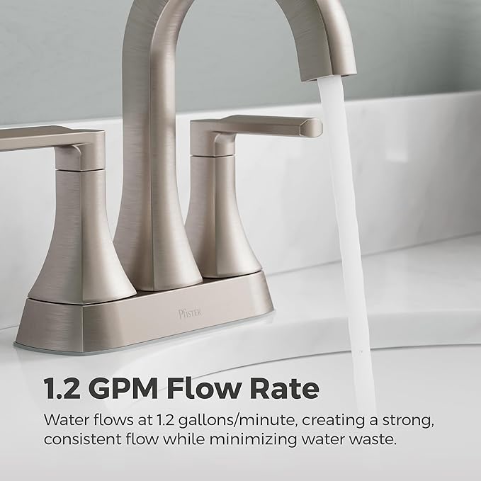 Pfister Vaneri Bathroom Sink Faucet, 4-Inch Centerset, 2-Handle, 3-Hole, NSF Certified, Spot Defense Brushed Nickel Finish, LF048VRIGS