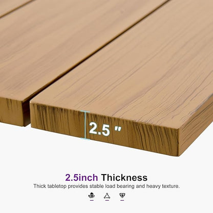 PURPLE LEAF Outdoor Dining Set with Waterproof Furniture Cover 9-Piece All-Weather Patio Set for 8 with Woodgrain Aluminum Table Rope Weave Chairs and Cushions, Teak