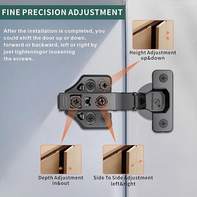 4 Pack Half Overlay Soft Close Cabinet Hinges 105° Frameless 3 Way Adjustable Soft Close Hinges for Cabinet Doors Kitchen Cabinet Door Hinges with Screws