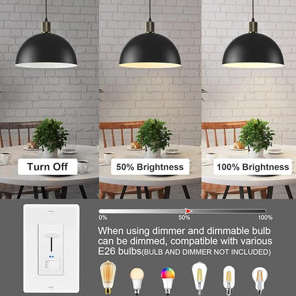 Black Pendant Lights Kitchen Island, 11.8" Modern Dome Pendant Light Fixtures Farmhouse Hanging Lights for Dining Room Hallway Sink Entryway