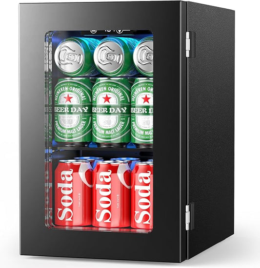 Electactic 24 Cans Beverage Refrigerator Cooler, Mini Fridge Countertop Drink Cooler for Soda, Canned Beer, Adjustable Digital Temperature Control for Home Dorm Office, Black