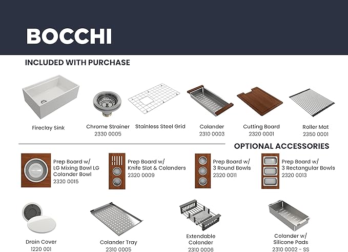 BOCCHI Contempo Workstation Apron Front Step Rim Fireclay 30 in. Single Bowl Kitchen Sink with Accessories in Black