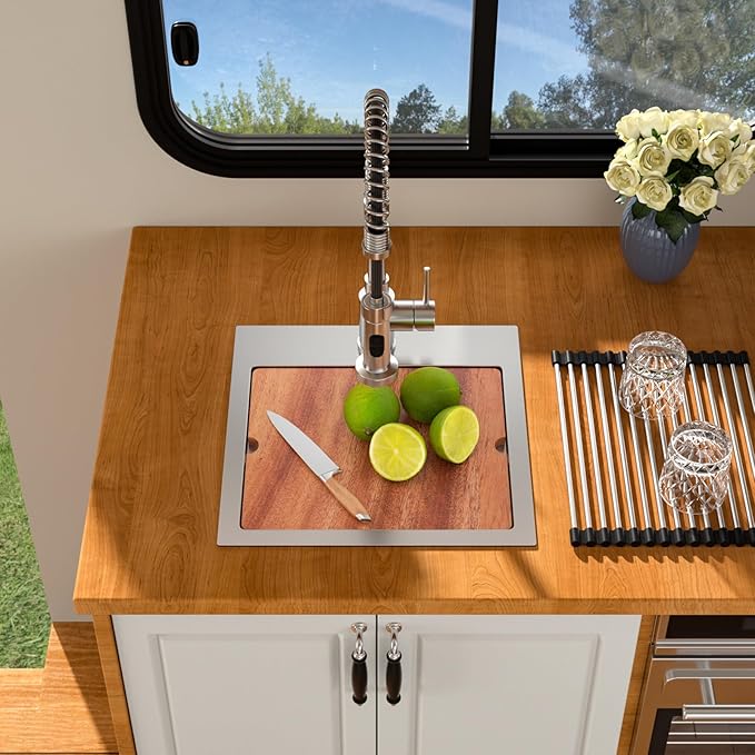 15 Outdoor Kitchen Sink - Beslend 15x15 Outdoor Sink Bar Sink RV Sinks Drop In, Topmount Stainless Steel Kitchen Sinks Wet Bar Sinks Workstation 16 Gauge Single Bowl Above Counter Indoor Outdoor
