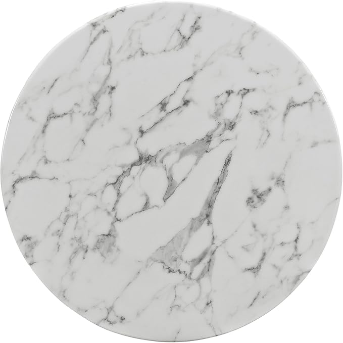 Modway Lippa Round 28" Mid-Century Modern Artificial Marble Dining Table in White