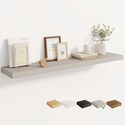 Dreamland 48 Inches Floating Shelves for Wall, 8" Deep Long Floating Shelves Set of 1, Large Display & Storage Shelf, Wall Shelf for Bathroom Bedroom Living Room Kitchen Office, Grey