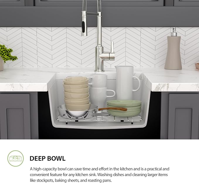 22x17 Inch Granite Composite Kitchen Sink - 22"x17" Undermount White Wet Bar Sink Granite Composite Quartz Classic Under Counter Ledge Single Bowl Sink Basin, LOF-GC22179