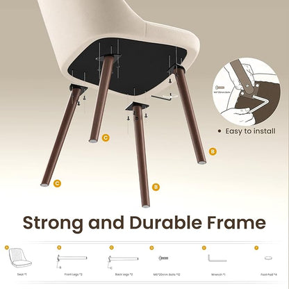 MALOL Upholstered Dining Chairs Set of 4, Modern Fabric Kitchen Chairs with Back, Wood Legs for Kitchen Dining Room Restaurant, Beige