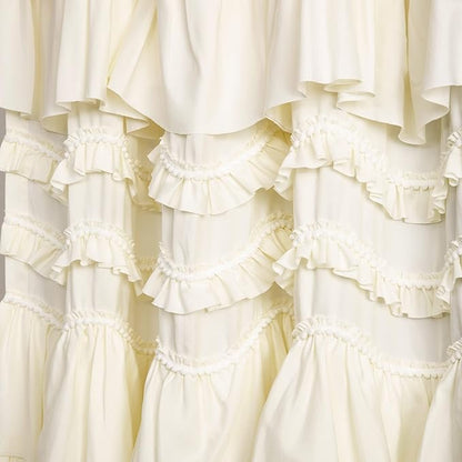 Lush Decor Kemmy Light Filtering Window Curtain Panel Single 52" W x 63" L Ivory - Drapes - Ruffled Curtains for Bedroom - Cream Curtains - Coquette Decor