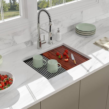23 Undermount Kitchen Sink - Beslend 23x19 Inch Under Counter Sinks Stainless Steel Ledge Workstation Sink 16 Gauge Single Bowl 10 Inch Deep Kitchen Basin