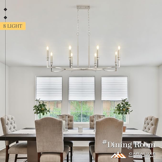 Brushed Nickel Rectangular Chandelier 38in Linear Kitchen Island Chandelier Light Fixture 8 Light Nickel Chandeliers for Kitchen Island Dining Room