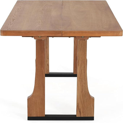 63" Scratch-Resistant Island Tables, Rustic Dining Table with Pedestal Base, Mid Century Dining Table for Kitchens & Apartments, Natural