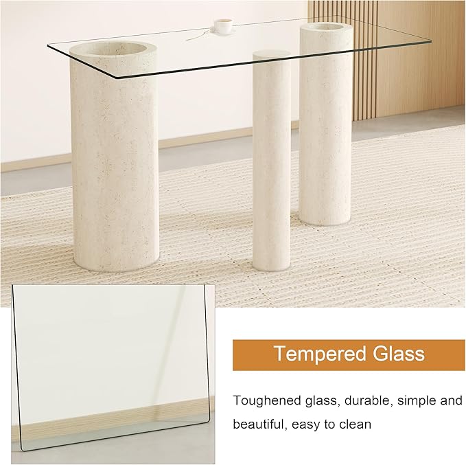 24" x 48" Tempered Glass Table Top Rectangle 0.31" Thick Flat Polished Edge Top Protector for Dining, Patio, Coffee Table (24x48 inch)