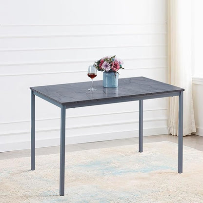Faux Marble Dining Table for 4, Modern Kitchen & Dining Room Table for 4, Rectangular Dinner Table for Small Space, Grey