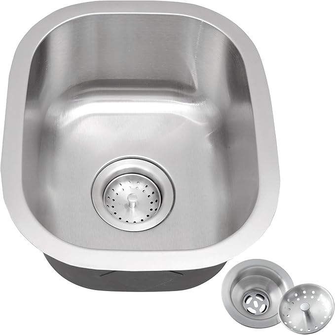 Bar Sink,17.83” x 15.94”Undermount Kitchen Sink, T-304S Stainless Steel RV Kitchen Sinks, Small Kitchen Sinks With Sink Drain Strainer, Use at Rv, Bar,Outdoor, Laundry and Utility,Bathroom