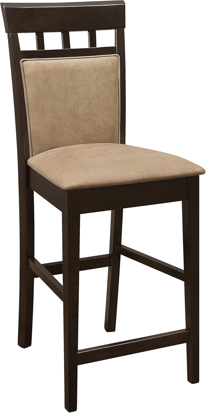 Coaster Home Furnishings - Gabriel - Wood Upholstered Counter Height Chairs (Set of 2) - Closed Back, Padded Seat and Back - Dining Room & Kitchen - Cappuccino - 100219