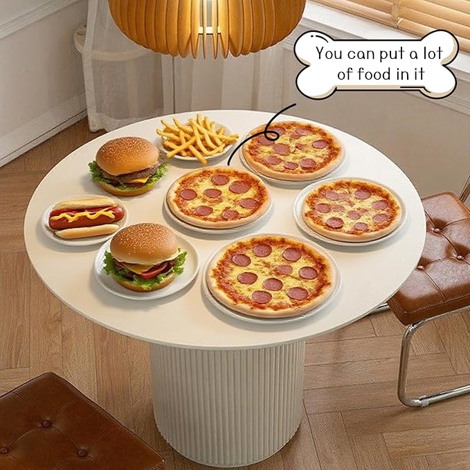 MIXL-Modern White Circular Kitchen Tables,47 Inches Round Dining Room Table, White Circle Dinner Tables for 6-8 People, Farmhouse Dining Table for Corner, Kitchen, Coffee, Cafe and Restaurant