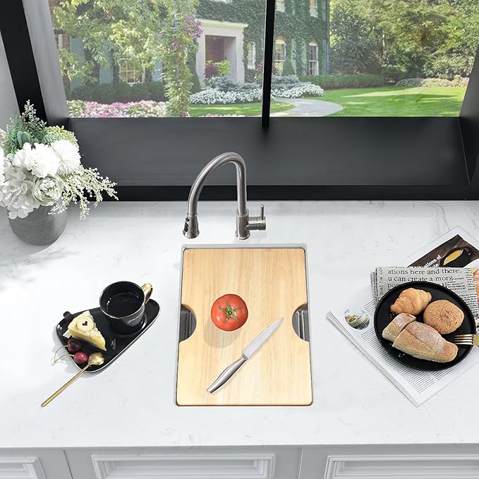 13 Inch Bar Sink Undermount Workstation,13x18 Undermount Bar Sink Small Bar Sinks 18 Gauge Stainless Steel Single Bowl Kitchen Sinks with Cutting Board