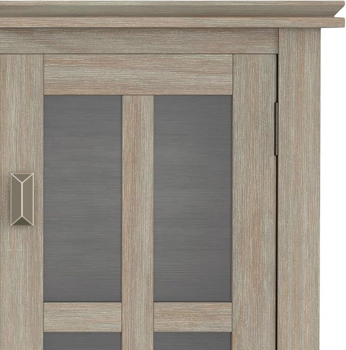 SIMPLIHOME Artisan SOLID WOOD 30 Inch Wide Contemporary Low Storage Cabinet in Distressed Grey, For the Living Room, Entryway and Family Room