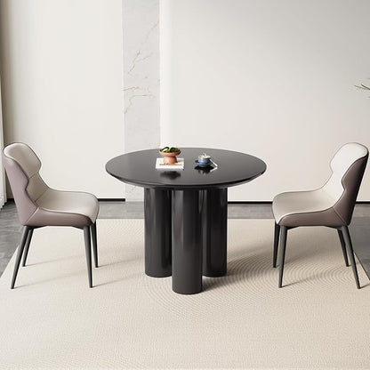 Miuuod 39.37in Round Dining Table for 4-6 People,Single Kitchen & Dining Room Table,Sofa Table with Stable Leg Base,Large Center Coffee Desk for Living Room Black