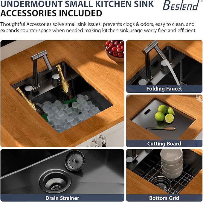 Undermount Kitchen Sink Single Bowl Sink 13x15x9 Inch