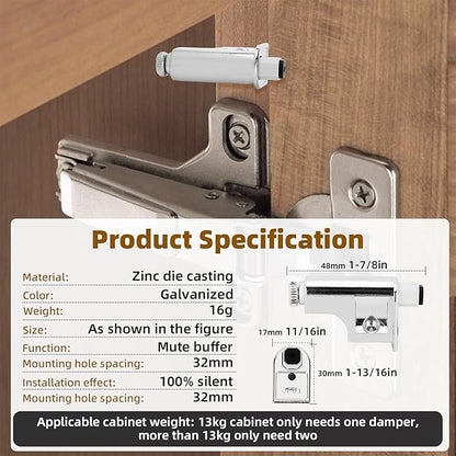 10 Pcs Soft Close Cabinet Door Damper, Soft Close Dampers for Cabinet Doors/Wardrobe/Kitchen/Bookcases, Hydraulic Cabinet Buffer Damper, Silent Door Closing, with self-Closing Mechanism