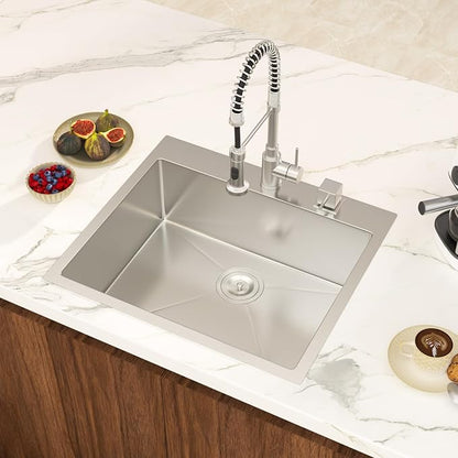 25 Inch Drop In Kitchen Sink - Lepuday 25×22x9 inch Kitchen Sink Drop In Stainless Steel Topmount Sinks 16 Gauge Single Bowl Top mount Sinks