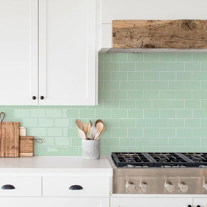 STICKGOO Peel and Stick Backsplash Subway Tiles, 10 Sheets of 12" x 12" - 3D Adhesive Peel and Stick Tile Backsplash for Kitchen, Bathroom, Wall Tile (Thicker Design, Light Green)