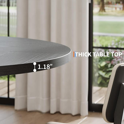 GarveeHome Dining Table, Kitchen Table, Round Dining Room Table for Kitchen, 47 Inch Round Table for Dining Room, Black(Table Only)