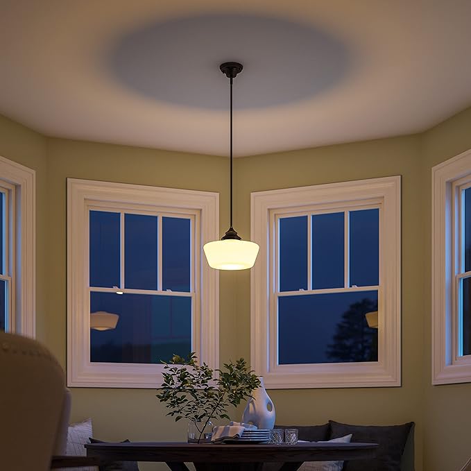Kenroy Home Cambridge 1 Light Pendant with Blackened Oil Rubbed Bronze Finish, Rustic Style, 9.5" Height, 12" Width, 12" Depth