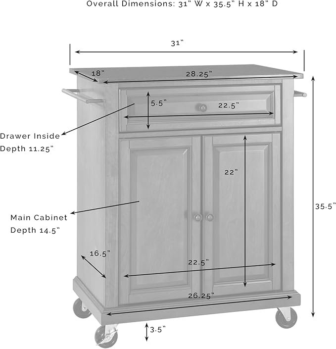 Crosley Furniture Compact Granite Top Small Rolling Cart with Shelves, Microwave Stand with Towel Rack, Black