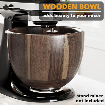 SpaceAid Wooden Bowl for Mixer - Kitchen Space Aid Acacia Wood Mixing Bowls Holder for Stand Mixer, Compatible with 4.5 & 5 QT Tilt-Head Models Kitchen, Light Wood