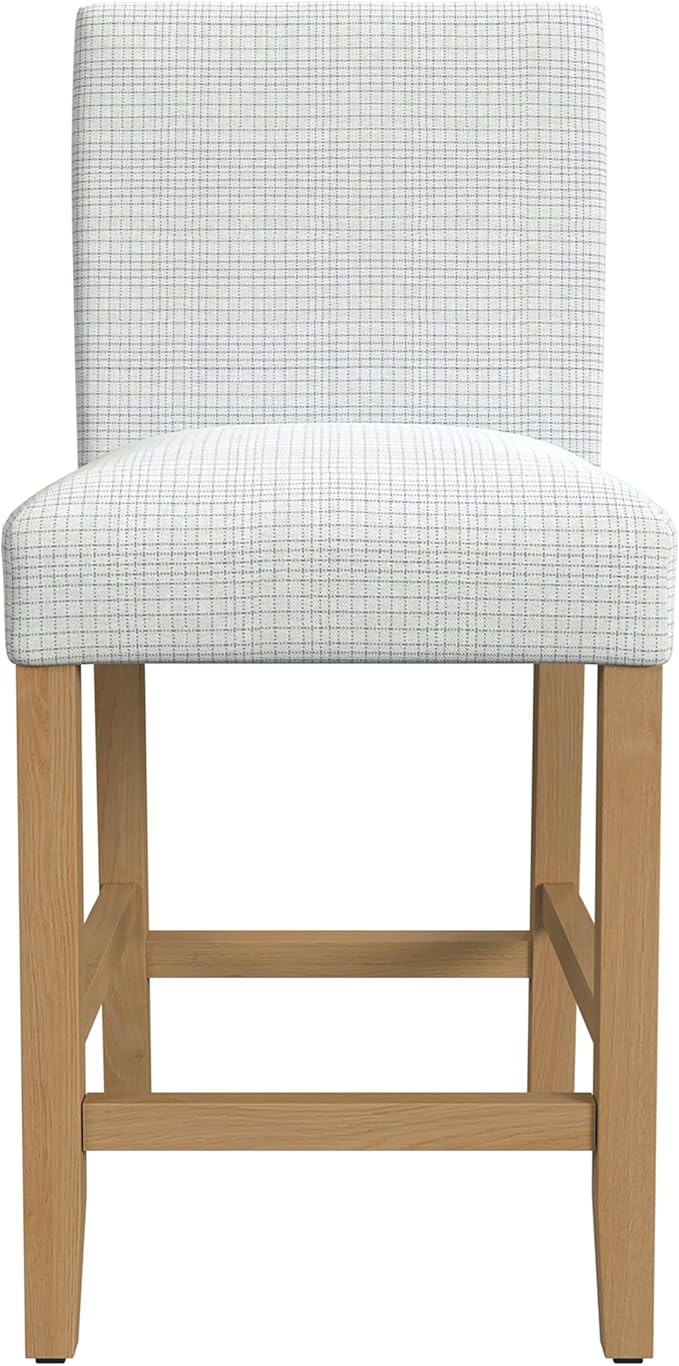 Homepop Home Decor | Classic Counter Height Bar Stools | 24 Inch Bar Stools | Decorative Home Furniture, Cream Mini Grid Pattern