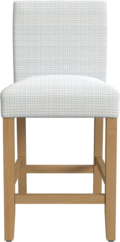 Homepop Home Decor | Classic Counter Height Bar Stools | 24 Inch Bar Stools | Decorative Home Furniture, Cream Mini Grid Pattern