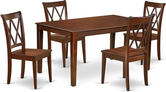 East West Furniture CACL5-MAH-W 5 Piece Kitchen Table Set for 4 Includes a Rectangle Dining Room Table and 4 Dining Chairs, 36x60 Inch, Mahogany
