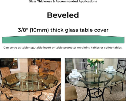 17 Inch Round Tempered Beveled Polished Edge Glass Table Top -3/8” Thick Round Glass Table Top–Heavy Duty, Dining, Coffee, and Office Tables by Fab Glass and Mirror