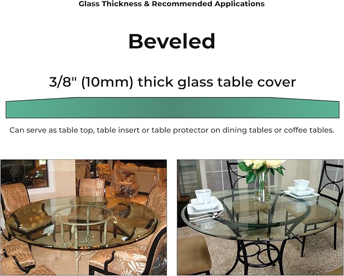 15 Inch Round Clear Tempered Glass Table Top with 3/8" Thick Polished Edges for Dining, Coffee Table, or Office Use by Fab Glass and Mirror