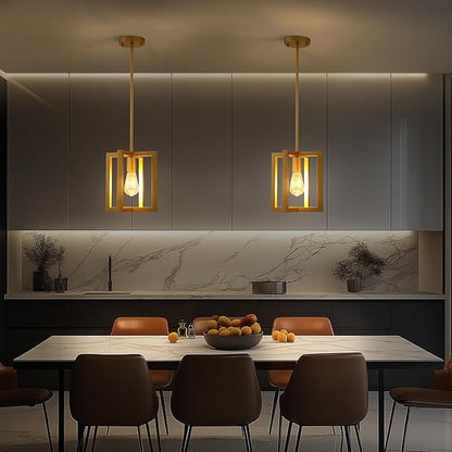 Klgxnrd Mini Modern Farmhouse Gold Pendant Lighting for Kitchen Island, Adjustable Industrial Entryway Light Fixture Hanging for for Hallway Bedroom Dining Room Closet